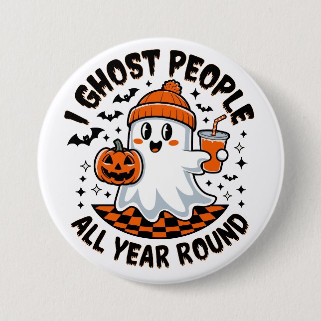Funny Halloween Ghost Button (Front)