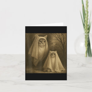 Funny Halloween Ghost Cat Meme Witch Vintage Ghost Card