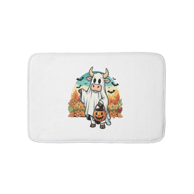 Funny Halloween Ghost Cow Bath Mat (Front)