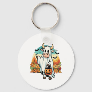 Funny Halloween Ghost Cow Keychain