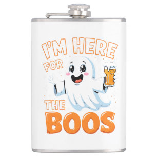Funny Halloween Ghost Design – "I’m Here for the B Flask