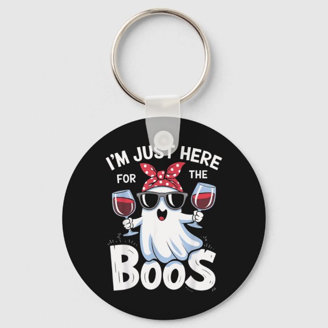 Funny Halloween Ghost Design Im Here for The Boos Keychain (Front)