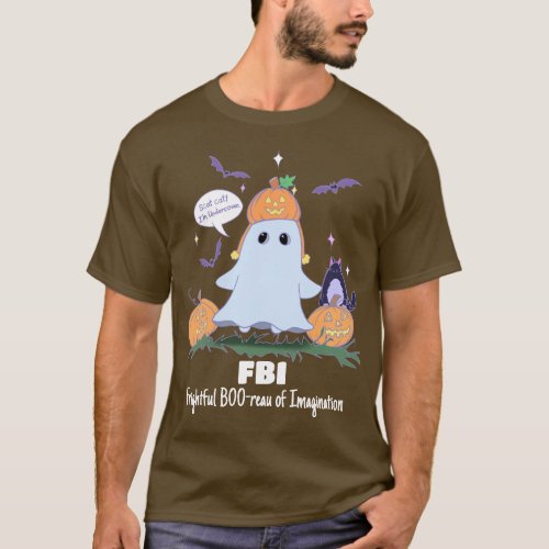 Funny Halloween Ghost FBI Cartoon T_Shirt