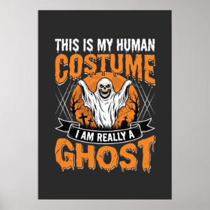 Funny Halloween Ghost Human Costume Vintage Poster