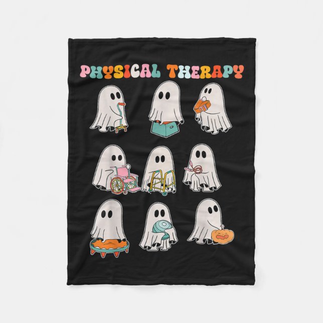 Funny Halloween Ghost Physical Therapy Pt Physical Fleece Blanket (Front)