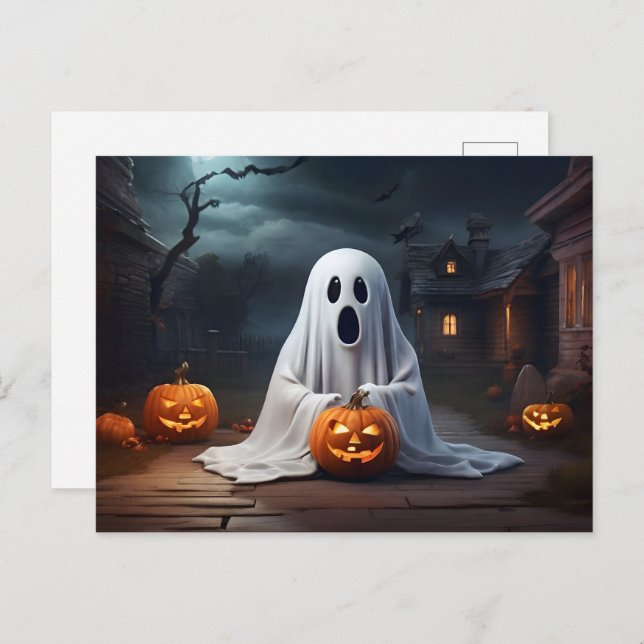 Funny Halloween ghost Postcard (Front/Back)