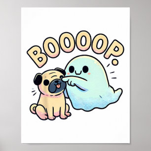 Funny Halloween Ghost Pug Boop Silly Puppy Dog Hum Poster