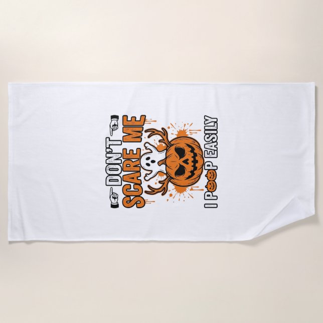 Funny Halloween Ghost Pumpkin Quote Vector Design_ Beach Towel (Front)