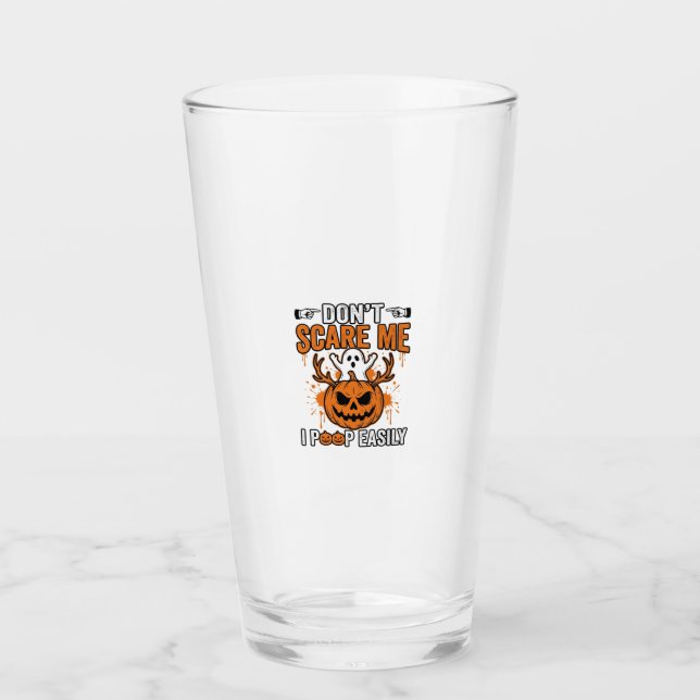 Funny Halloween Ghost Pumpkin Quote Vector Design_ Glass (Front)