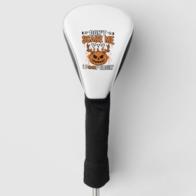 Funny Halloween Ghost Pumpkin Quote Vector Design_ Golf Head Cover (Front)