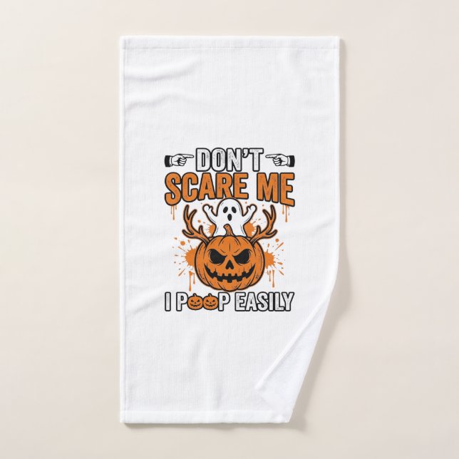 Funny Halloween Ghost Pumpkin Quote Vector Design_ Hand Towel (Hand Towel)