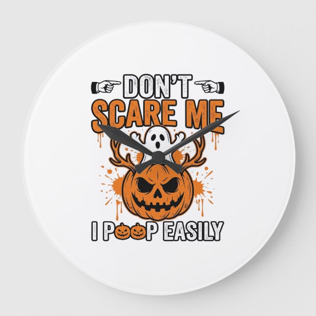 Funny Halloween Ghost Pumpkin Quote Vector Design_ Large Clock (Front)
