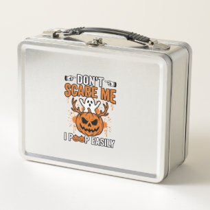 Funny Halloween Ghost Pumpkin Quote Vector Design_ Metal Lunch Box
