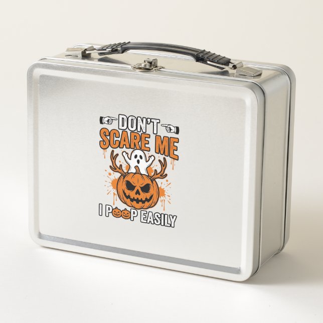 Funny Halloween Ghost Pumpkin Quote Vector Design_ Metal Lunch Box (Front)