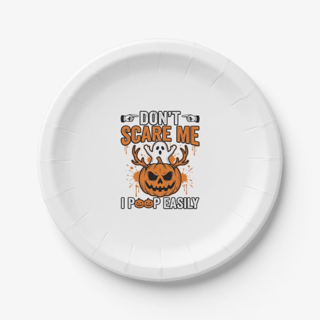 Funny Halloween Ghost Pumpkin Quote Vector Design_ Paper Plates (Front)
