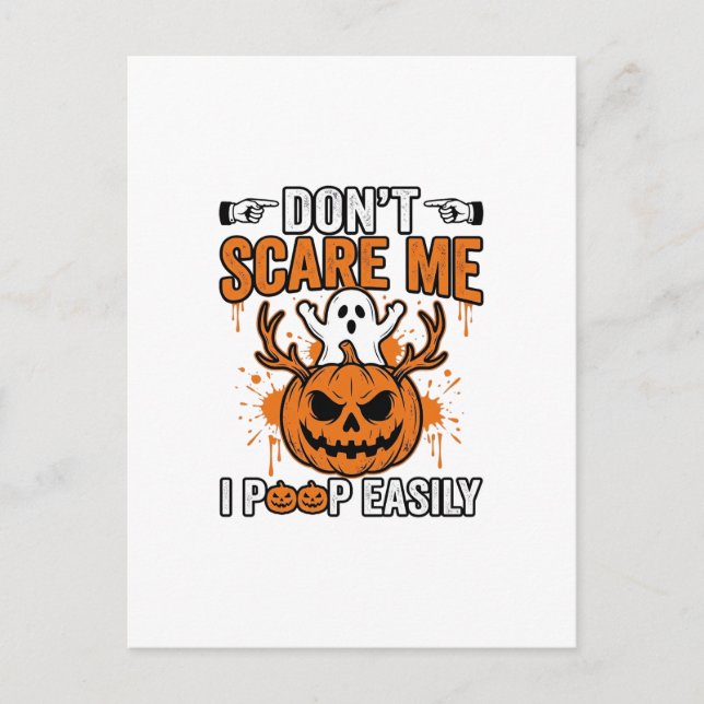 Funny Halloween Ghost Pumpkin Quote Vector Design_ Postcard (Front)