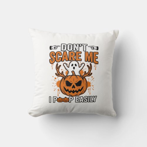 Funny Halloween Ghost Pumpkin Quote Vector Design_ Throw Pillow