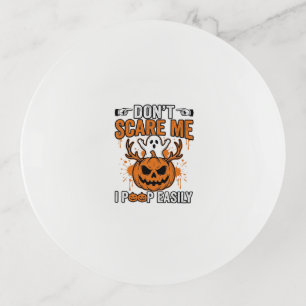 Funny Halloween Ghost Pumpkin Quote Vector Design_ Trinket Tray