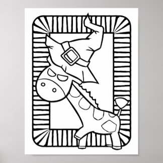 Funny Halloween Giraffe Coloring Page Poster