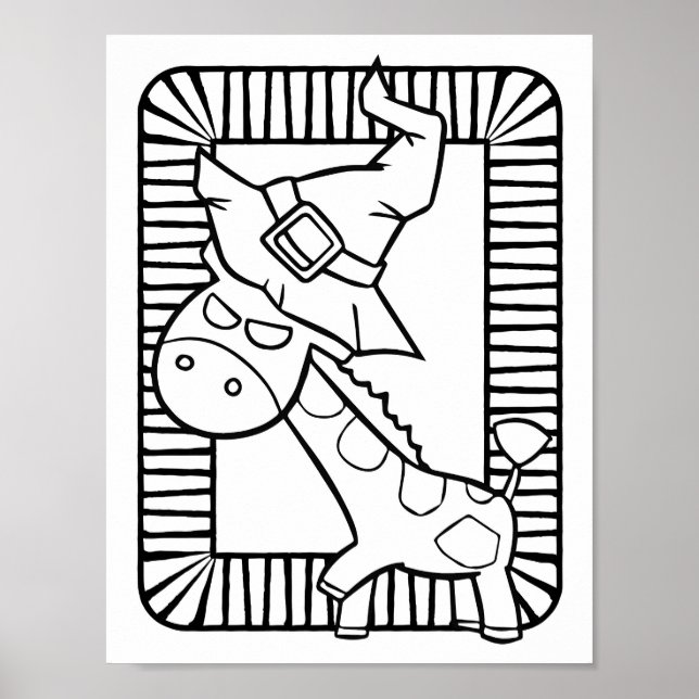 Funny Halloween Giraffe Coloring Page Poster (Front)