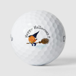 Funny Halloween Golf Balls Witch Pumpkin Flying