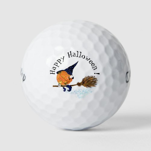 Funny Halloween Golf Balls Witch Pumpkin Flying