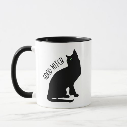 Funny Halloween Good Witch Black Cat Mug