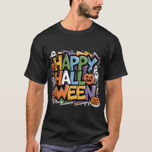 Funny Halloween Graffiti Art with Colorful Text T-Shirt