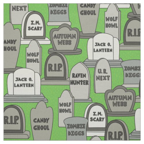 Funny Halloween Gravestones Fabric