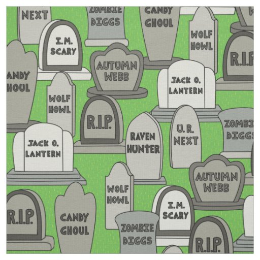 Funny Halloween Gravestones Fabric