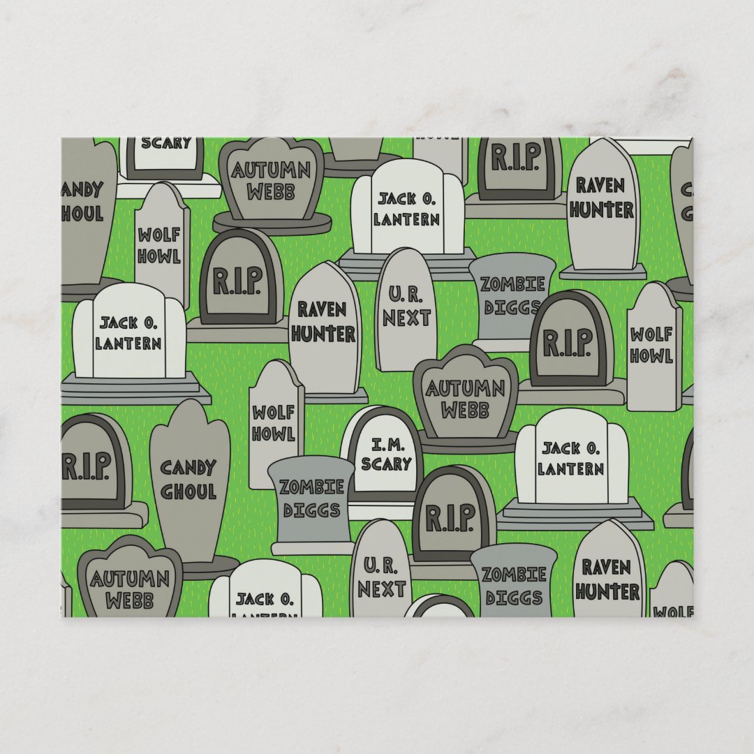 Funny Halloween Gravestones Postcard Zazzle