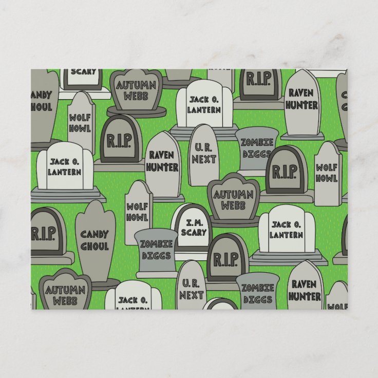 Funny Halloween Gravestones Postcard Zazzle