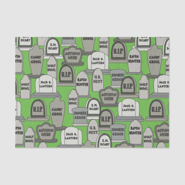 Funny Halloween Gravestones Tissue Paper (Front)