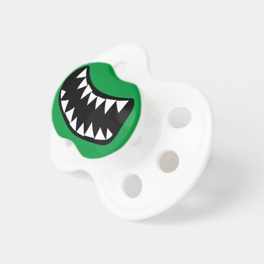 Funny Halloween green monster sharp dinosaur teeth Pacifier (Front Right)