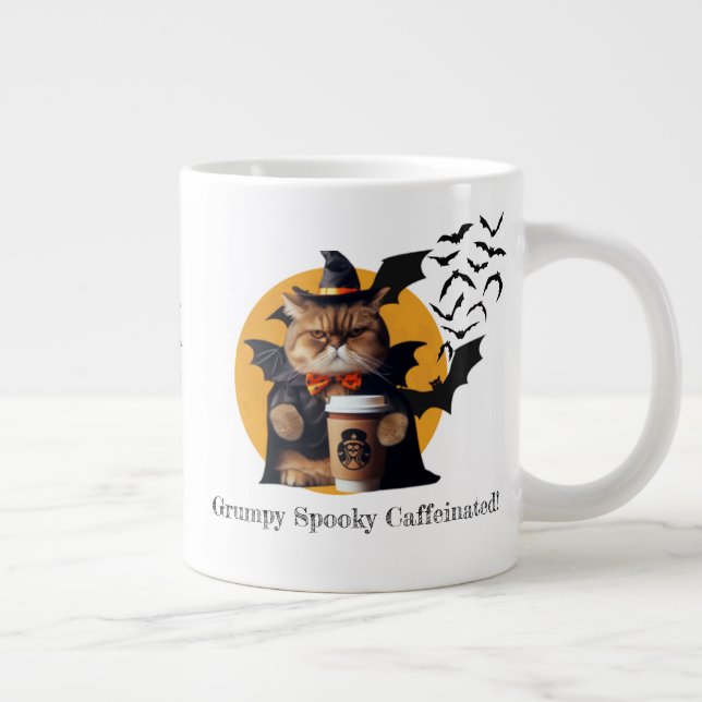  Funny Halloween "Grumpy, Spooky, Caffeinated!"  Giant Coffee Mug (Right)