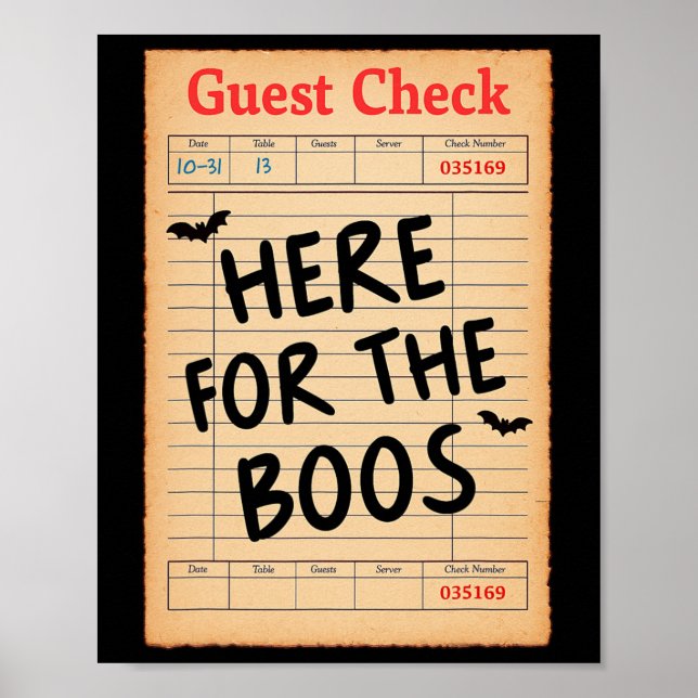 Funny Halloween Guest Check Here For The Boos Rest Poster (Front)