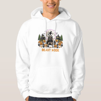 Funny Halloween Gym Raccoon Lifting Weights Pumpki Hoodie