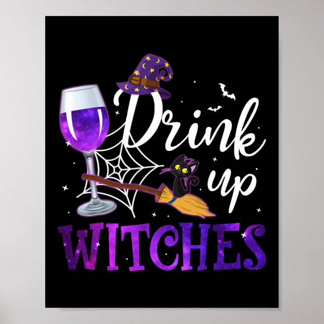 Funny Halloween Hat Drink Up Witches Funny Drink U Poster (Front)