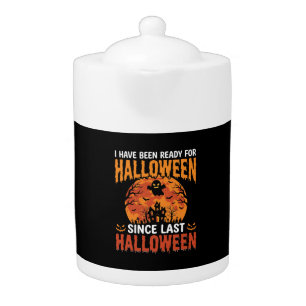 Funny Halloween Haunted House Ghost Moon Design Teapot