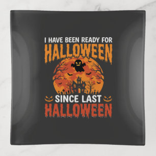 Funny Halloween Haunted House Ghost Moon Design Trinket Tray