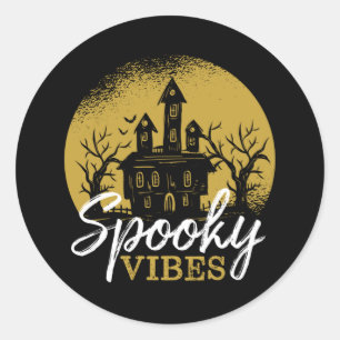 Funny Halloween Haunted House Horror Spooky Vibes Classic Round Sticker