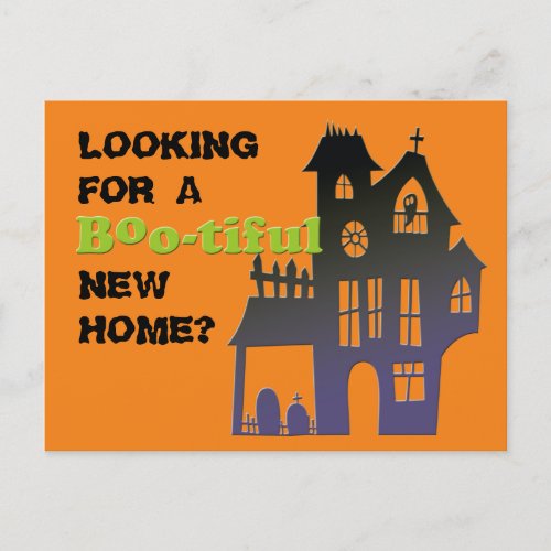 Funny Halloween Haunted House Real Estate Holiday Postcard