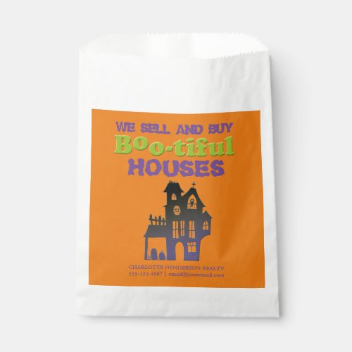 Funny Halloween Haunted House Real Estate Treat Favor Bag
