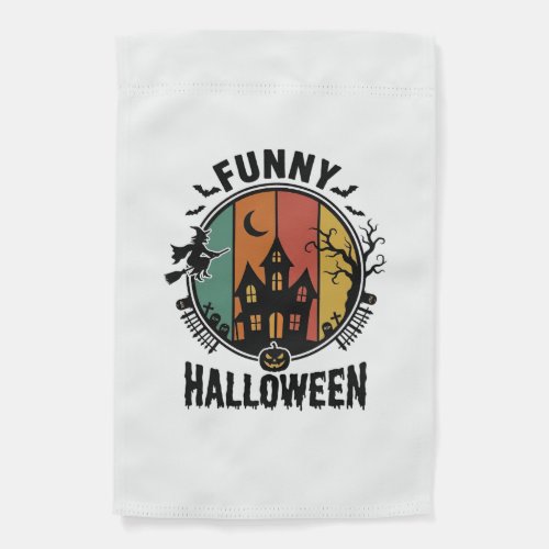 Funny Halloween Haunted House Vintage Vector Desig Garden Flag
