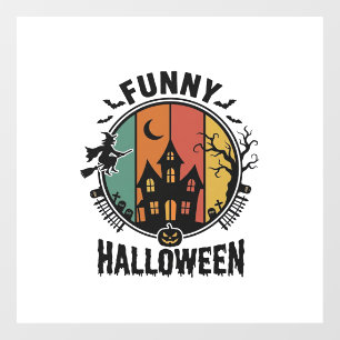 Funny Halloween Haunted House Vintage Vector Desig Window Cling
