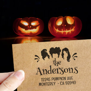Funny Halloween Hocus Pocus Sisters Return Address Rubber Stamp