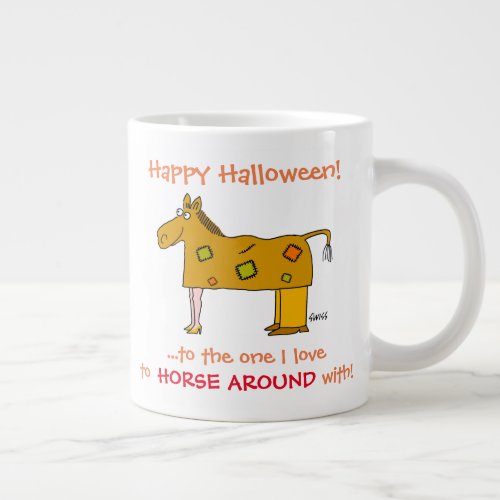 Funny Halloween Horse Costume Cartoon Art Giant Coffee Mug