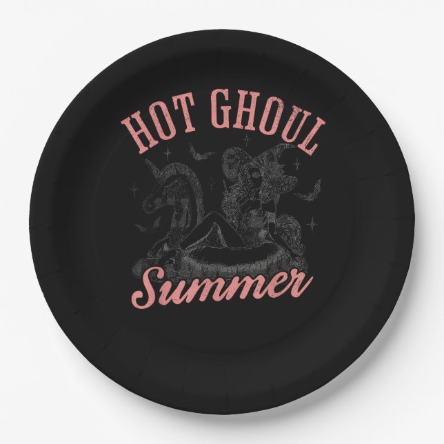  Funny Halloween Hot Ghoul Summer Summerween Paper Plates (Front)