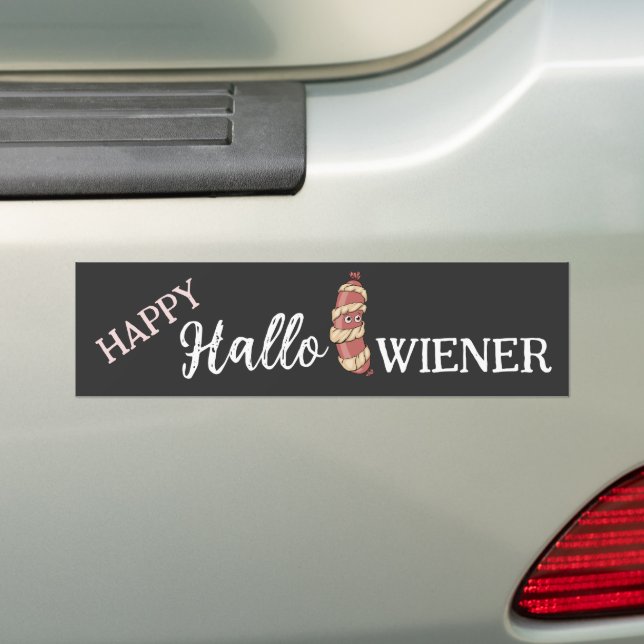 Funny Halloween Hotdog Mummy Hallowiener Pun Bumper Sticker (On Car)
