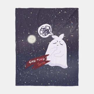Funny Halloween Humor Overthinking Ghost Fleece Blanket